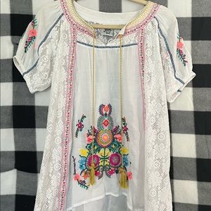 embroidered mini dress/ swimsuit coverup
